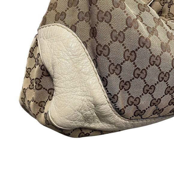 Gucci Charlotte Hobo Shoulder Bag Brown Canvas GG Monogram / Cream Leather AS IS - Picture 5 of 16